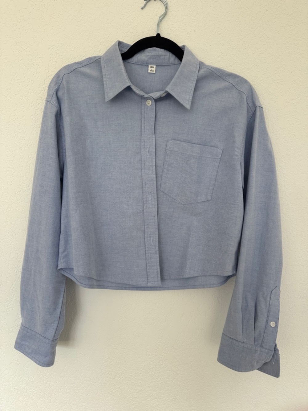 GU Light Blue Cropped Button-Up Shirt
